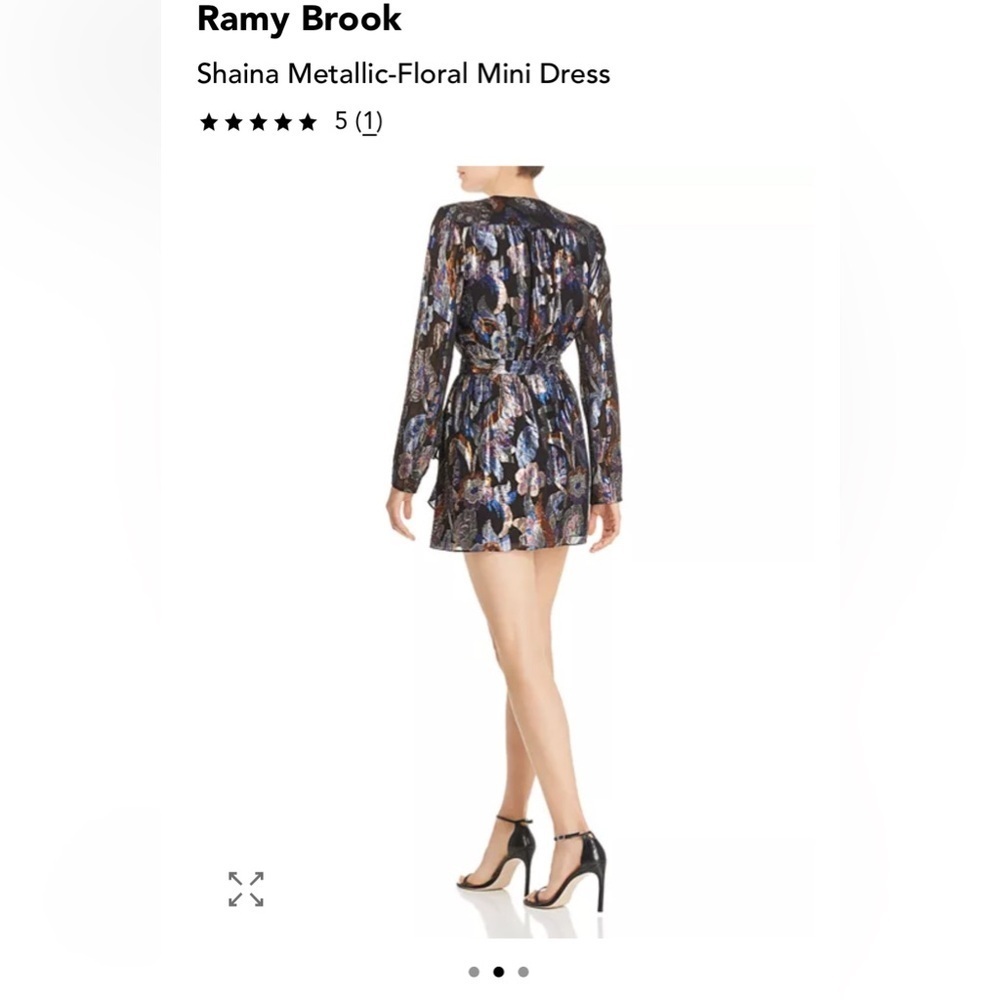 Ramy Brook Womens Jacquard Mini Dress Metallic Floral - Medium Shaina Dresz - Picture 2 of 15